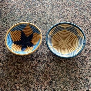 Set of 2 hand woven boho wall baskets.